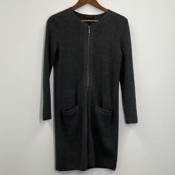 Banana Republic - Dark Gray Knit Long Sleeve Zip Up Pocket Long Sweater Size XS - Picture 7 of 10